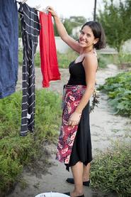 Chasi on laundry day in Kakichev.